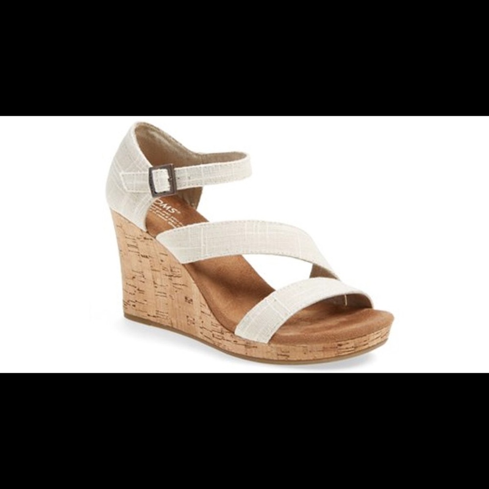 TOMS Clarissa Natural Linen wedge sandal